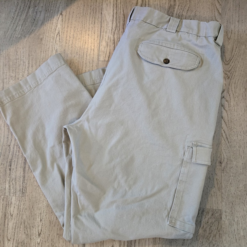 Duluth Trading Co Men Flex Fit Cargo Canvas Work Pant 46x33 Tan‎